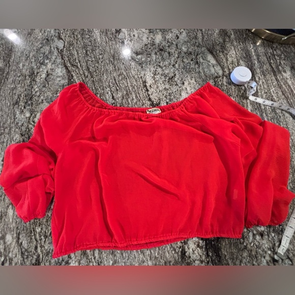 Long Sleeve Sheer Crop Top, Large - Picture 2 of 8